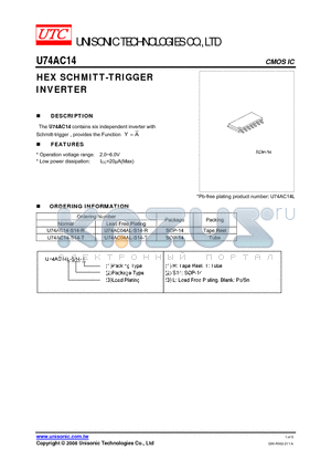 U74AC04AL-S14-R datasheet - HEX SCHMITT-TRIGGER INVERTER