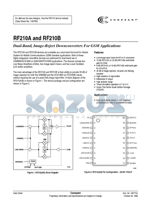 RF210A datasheet - Dual-Band, Image-Reject Downconverters For GSM Applications