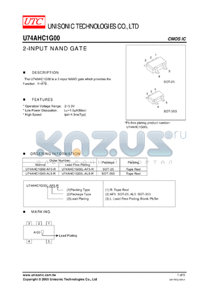 U74AHC1G00 datasheet - 2-INPUT NAND GATE