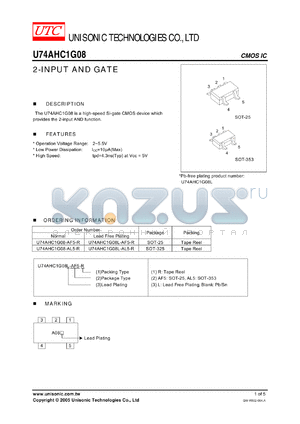 U74AHC1G08-AF5-R datasheet - 2-INPUT AND GATE