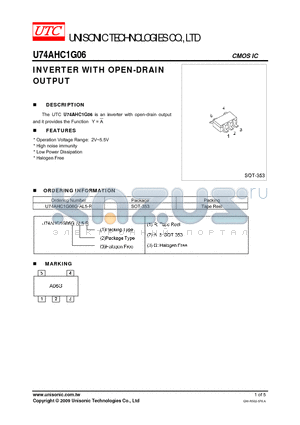 U74AHC1G06 datasheet - INVERTER WITH OPEN-DRAIN OUTPUT