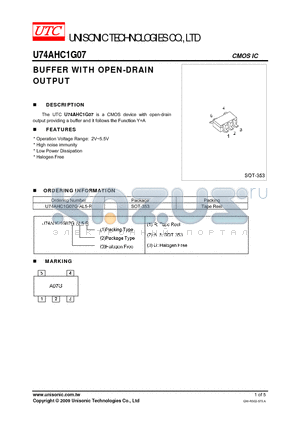 U74AHC1G07 datasheet - BUFFER WITH OPEN-DRAIN OUTPUT