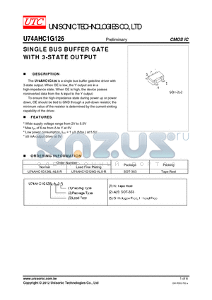 U74AHC1G126 datasheet - The U74AHC1G126 is a single bus buffer gate/line driver with 3-state output. When OE is low, the Y output are in a high-impedance state.