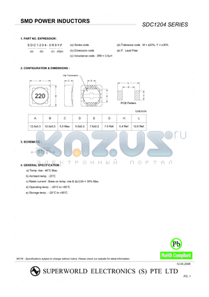 SDC1204-151MF datasheet - SMD POWER INDUCTORS