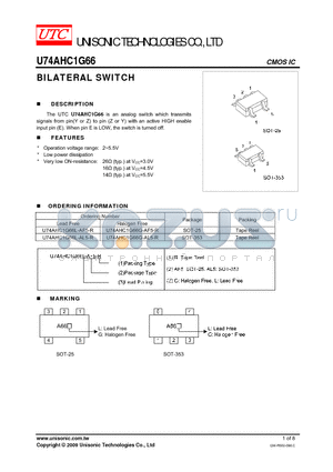 U74AHC1G66L-AF5-R datasheet - BILATERAL SWITCH