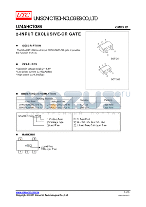 U74AHC1G86G-AL5-R datasheet - 2-INPUT EXCLUSIVE-OR GATE