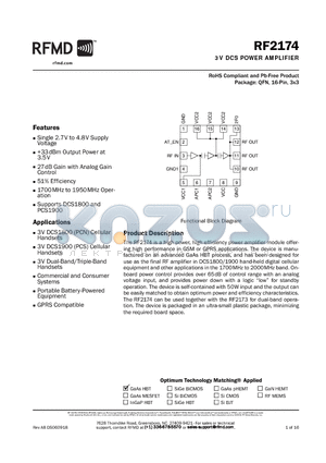 RF2174 datasheet - 3V DCS POWER AMPLIFIER