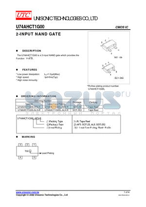 U74AHCT1G00 datasheet - 2-INPUT NAND GATE