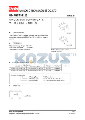 U74AHCT1G125L-AF5-R datasheet - SINGLE BUS BUFFER GATE WITH 3-STATE OUTPUT