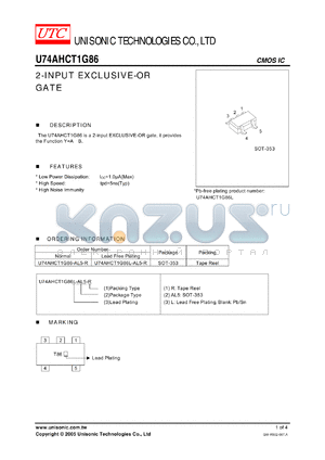 U74AHCT1G86 datasheet - 2-INPUT EXCLUSIVE-OR GATE