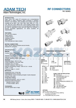 RF220DAS75 datasheet - RF CONNECTORS