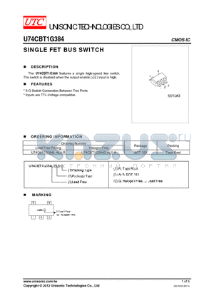 U74CBT1G384 datasheet - SINGLE FET BUS SWITCH