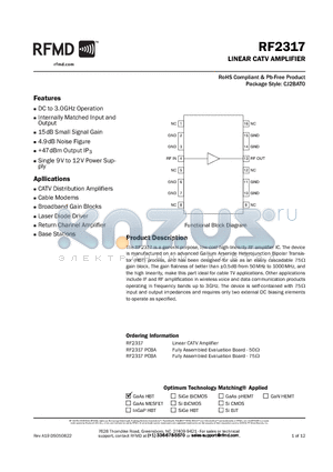 RF2317_1 datasheet - LINEAR CATV AMPLIFIER