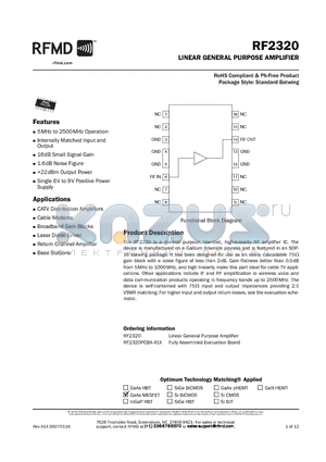 RF2320_07 datasheet - LINEAR GENERAL PURPOSE AMPLIFIER