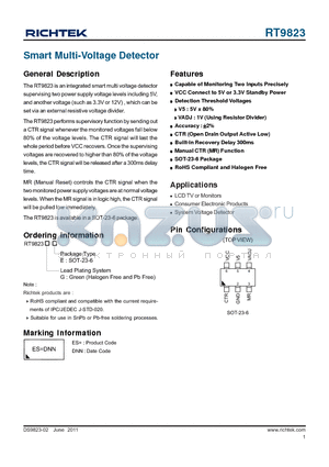 RT9823 datasheet - Smart Multi-Voltage Detector