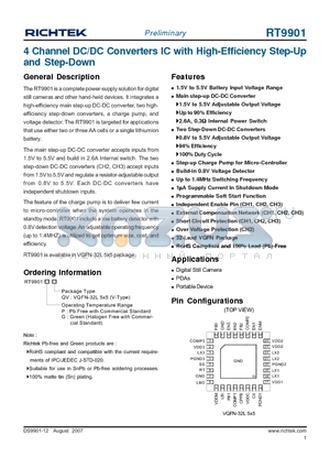 RT9901 datasheet - 4 Channel DC/DC Converters IC with High-Efficiency Step-Up and Step-Down