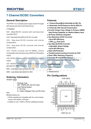 RT9917 datasheet - 7 Channel DC/DC Converters