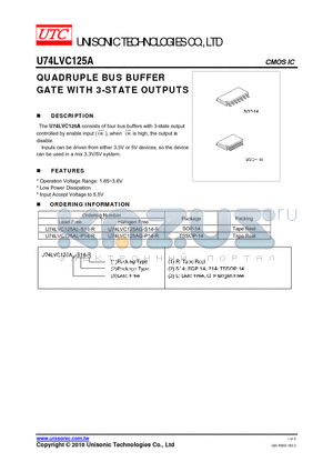 U74LVC125AG-S14-R datasheet - QUADRUPLE BUS BUFFER GATE WITH 3-STATE OUTPUTS