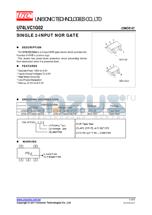 U74LVC1G02 datasheet - SINGLE 2-INPUT NOR GATE