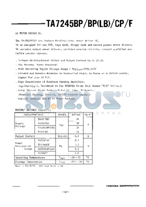 TA7245LB datasheet - DC MOTOR DRIVER IC