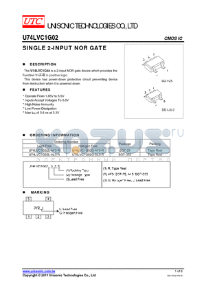 U74LVC1G02L-AL5-R datasheet - SINGLE 2-INPUT NOR GATE