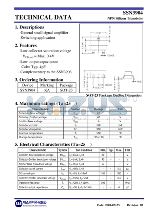 SSN3904 datasheet - NPN Silicon Transistor