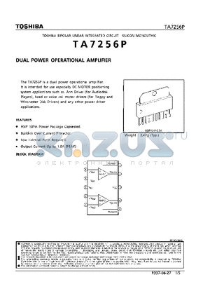 TA7256 datasheet - DUAL POWER OPERATIONAL AMPLIFIER