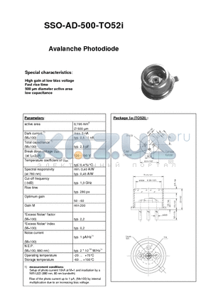 SSO-AD-500-TO52I datasheet - Avalanche Photodiode