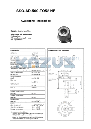 SSO-AD-500-TO52NF datasheet - Avalanche Photodiode