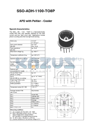 SSO-ADH-1100-TO8P datasheet - APD with Peltier - Cooler