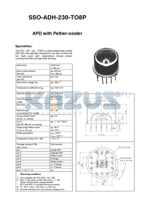 SSO-ADH-230-TO8P datasheet - APD with Peltier-cooler