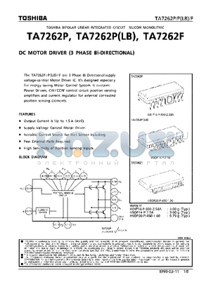 TA7262P datasheet - DC MOTOR DRIVER (3 PHASE Bi-DIRECTIONAL)