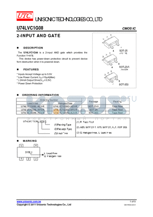 U74LVC1G08G-AE5-R datasheet - 2-INPUT AND GATE