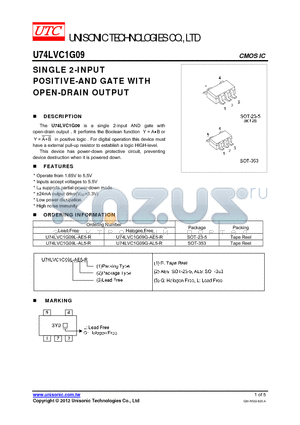 U74LVC1G09 datasheet - SINGLE 2-INPUT POSITIVE-AND GATE WITH OPEN-DRAIN OUTPUT