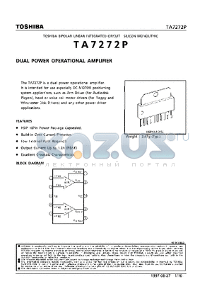 TA7272 datasheet - DUAL POWER OPERATIONAL AMPLIFIER