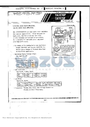 TA7271P datasheet - 5.8W DUAL AUDIO POWER AMPLIFIER