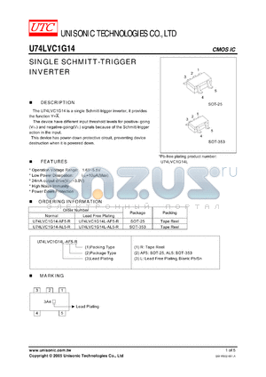 U74LVC1G14 datasheet - SINGLE SCHMITT-TRIGGER INVERTER