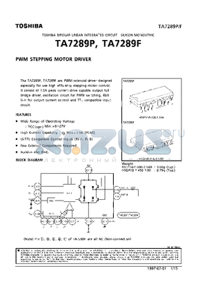 TA7289F datasheet - PWM STEPPING MOTOR DRIVER