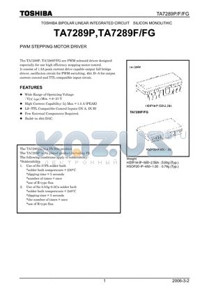 TA7289F datasheet - PWM STEPPING MOTOR DRIVER