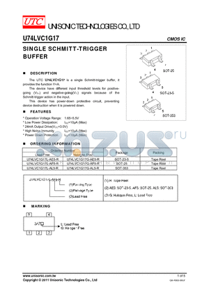 U74LVC1G17 datasheet - SINGLE SCHMITT-TRIGGER BUFFER