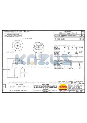 SSP-1156B157U12 datasheet - 1156 LED REPLACEMENT LAMP, BLUE.