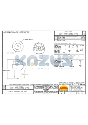 SSP-1156B152UP12 datasheet - 1156 LED REPLACEMENT LAMP, GREEN.