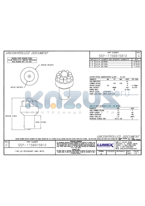 SSP-1156B15912 datasheet - 1156 LED REPLACEMENT LAMP, WHITE.