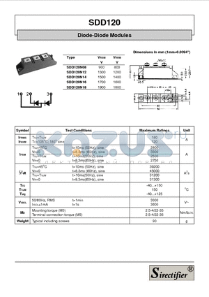 SDD120N12 datasheet - Diode-Diode Modules