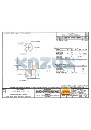 SSP-4SE103S12G datasheet - 4 LAMP POLYLED WITH E10 BASE, 590mm SUPER YELLOW LEDS