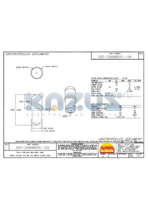 SSP-D29B9SYC-12V datasheet - 10mm CIRCULAR BA9 BASE LAMP, 590mm AllnGaP YELLOW LED