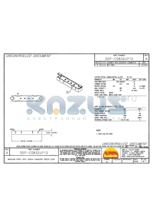 SSP-CS832UP12 datasheet - MODULAR STRIP LIGHT, 525mm InGaN/SiC GREEN LEDS.