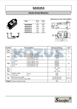 SDD253N12 datasheet - Diode-Diode Modules