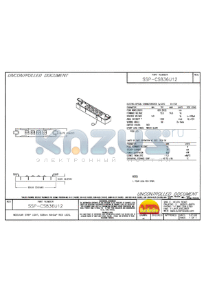 SSP-CS836U12 datasheet - MODULAR STRIP LIGHT, 626mm AllGaP RED LEDS.