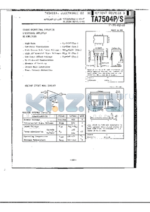 TA7504 datasheet - BIOPOLAR LINEAR INTEGRATED CIRCUIT SILICON MONOLITHIC